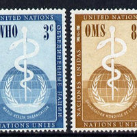 United Nations (NY) 1956 World Health Organisation set of 2 unmounted mint, SG 43-44