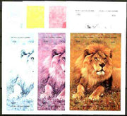 Batum 1997 Lion composte sheet containing 4 values - the set of 7 imperf progressive proofs comprising the 4 individual colours, plus 2, 3 and all 4-colour composites unmounted mint