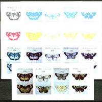 Abkhazia 1996 Butterflies sheetlet containing set of 4 values - the set of 7 imperf progressive proofs comprising the 4 individual colours, plus 2, 3 and all 4-colour composites