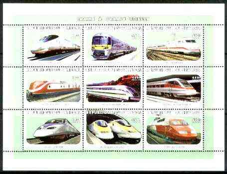 Senegal 1999 Railways of the World perf sheetlet containing complete set of 9 values unmounted mint