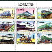 Mongolia 1997 Railway Locomotives sheetlet containing complete set of 9 values unmounted mint