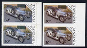 Tanzania 1986 Centenary of Motoring 30s Rolls Royce Silver Ghost in unmounted mint imperf marginal pair (SG 459) plus normal pair