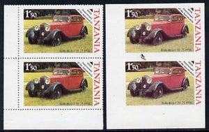 Tanzania 1986 Centenary of Motoring 1s50 Rolls Royce 20/25 in unmounted mint imperf marginal pair (SG 456) plus normal pair