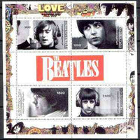 Touva 1996 The Beatles perf sheetlet containing 4 values & 2 labels unmounted mint