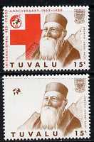 Tuvalu 1988 Red Cross 15c unmounted mint with red omitted (SG 518var) plus normal (spectacular)