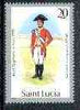 St Lucia 1984-89 Military Uniforms 20c (Officer, 46th Regiment) wmk'd Post Office with 1984 imprint date unmounted mint, SG 799 (gutter pairs & blocks pro rata)