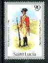 St Lucia 1984-89 Military Uniforms 90c (Private, 81st Regiment) wmk'd Post Office with 1984 imprint date unmounted mint, SG 807 (gutter pairs & blocks pro rata)