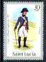St Lucia 1984-89 Military Uniforms 30c (Officer, Royal Engineers) no watermark with 1986 imprint date unmounted mint, SG 933 (gutter pairs & blocks pro rata)
