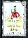 St Lucia 1984-89 Military Uniforms $5 (Private, West India Regiment) no watermark with 1987 imprint date unmounted mint, SG 944 (gutter pairs & blocks pro rata)