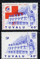 Tuvalu 1988 Red Cross 40c unmounted mint with red omitted (SG 519var) plus normal (spectacular)