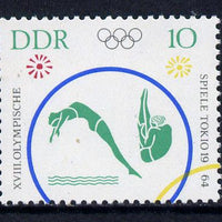Germany - East 1964 Diving 10pf from Tokyo Olympic Games set unmounted mint, SG E760