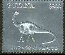 Guyana 1994 Jurassic Period #1 $300 perf and embossed in silver foil from a limited numbered edition unmounted mint