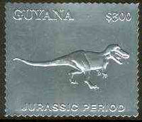 Guyana 1994 Jurassic Period #2 $300 perf and embossed in silver foil from a limited numbered edition unmounted mint