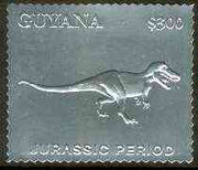 Guyana 1994 Jurassic Period #2 $300 perf and embossed in silver foil from a limited numbered edition unmounted mint