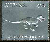 Guyana 1994 Jurassic Period #2 $300 perf and embossed in silver foil from a limited numbered edition unmounted mint