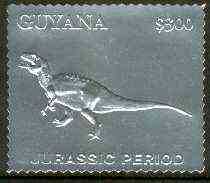 Guyana 1994 Jurassic Period #3 $300 perf and embossed in silver foil from a limited numbered edition unmounted mint