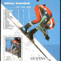 Guyana 1988 Calgary Winter Olympic Games $7 perf m/sheet (Skiing) fine cto used Sc #2022
