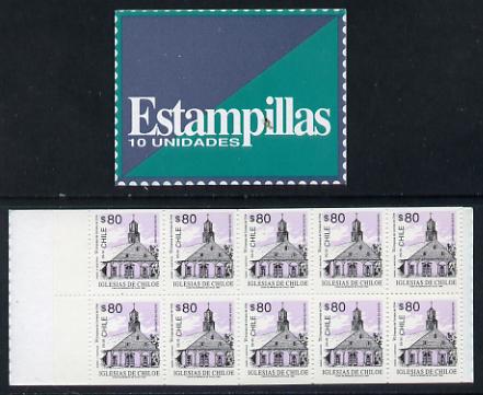 Booklet - Chile 1994 800p booklet containing pane of 10 x 80p Quinchao Church discount stamps (SG 1515)