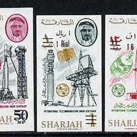 Sharjah 1966 surch with new values set of 3 imperf (Mi 246-48B) unmounted mint