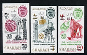 Sharjah 1966 surch with new values set of 3 imperf (Mi 246-48B) unmounted mint