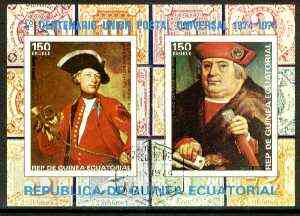 Equatorial Guinea 1974 Centenary of UPU (Thurn & Taxis Stamps & Postmasters) imperf m/sheet fine cto used
