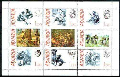 Adjaria 1999 Prehistoric Man sheetlet containing complete set of 9 values unmounted mint