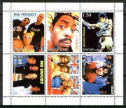 Jewish Republic 1999 Pop Stars (Spice Girls, Oasis, Jackson, etc) sheetlet containing complete set of 6 values unmounted mint