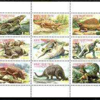 Ingushetia Republic 1999 Dinosaurs perf sheetlet containing complete set of 9 values unmounted mint