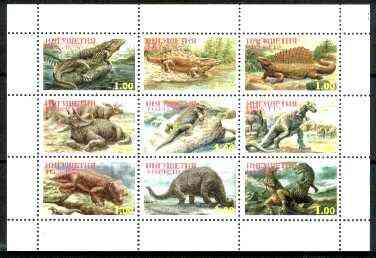 Ingushetia Republic 1999 Dinosaurs perf sheetlet containing complete set of 9 values unmounted mint