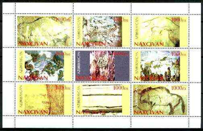 Naxcivan Republic 1999 Prehistoric drawings sheetlet containing complete set of 9 values unmounted mint