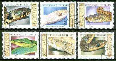 Benin 1999 Snakes complete perf set of 6 values fine cto used*