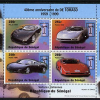 Senegal 1998 40th Anniversary of Tomaso Cars perf sheetlet containing 4 values unmounted mint