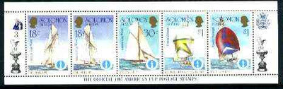 Solomon Islands 1986 America's Cup Yachting Championship, m/sheet #03 (of 10) comprising 5 values, unlisted by SG (the set of 10 m/sheets represent the complete set of 50 as listed as SG 570a) unmounted mint