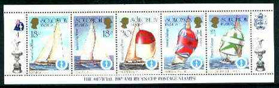 Solomon Islands 1986 America's Cup Yachting Championship, m/sheet #04 (of 10) comprising 5 values, unlisted by SG (the set of 10 m/sheets represent the complete set of 50 as listed as SG 570a) unmounted mint