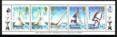 Solomon Islands 1986 America's Cup Yachting Championship, m/sheet #05 (of 10) comprising 5 values, unlisted by SG (the set of 10 m/sheets represent the complete set of 50 as listed as SG 570a) unmounted mint