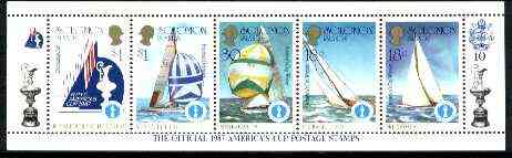 Solomon Islands 1986 America's Cup Yachting Championship, m/sheet #10 (of 10) comprising 5 values, unlisted by SG (the set of 10 m/sheets represent the complete set of 50 as listed as SG 570a) unmounted mint
