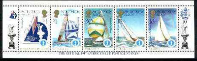 Solomon Islands 1986 America's Cup Yachting Championship, m/sheet #10 (of 10) comprising 5 values, unlisted by SG (the set of 10 m/sheets represent the complete set of 50 as listed as SG 570a) unmounted mint