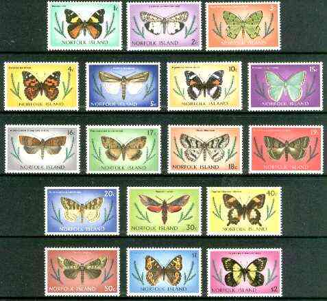 Norfolk Island 1976 Butterflies def set of 17 values complete unmounted mint, SG 179-95*