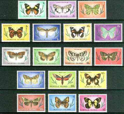 Norfolk Island 1976 Butterflies def set of 17 values complete unmounted mint, SG 179-95*