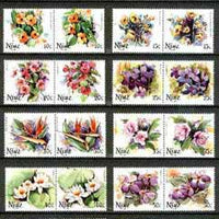 Niue 1981 Flowers (1st series) set of 24 values (2c to 80c) in se-tenant pairs unmounted mint, SG 381-404