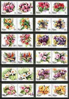 Niue 1981 Flowers (1st series) set of 24 values (2c to 80c) in se-tenant pairs unmounted mint, SG 381-404