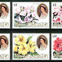 Niue 1981 Flowers (1st series) set of 6 high values ($1 to $10) unmounted mint, SG 405-410