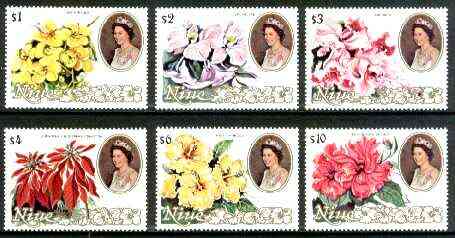 Niue 1981 Flowers (1st series) set of 6 high values ($1 to $10) unmounted mint, SG 405-410