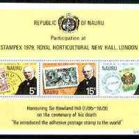 Nauru 1979 Rowland Hill perf m/sheet unmounted mint SG MS 207