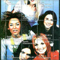 Turkmenistan 1999 Spice Girls composite perf sheetlet containing complete set of 9 values unmounted mint