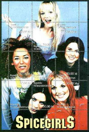 Turkmenistan 1999 Spice Girls composite perf sheetlet containing complete set of 9 values unmounted mint