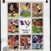 Zambia 1998 Football World Cup #1 perf sheet containing 8 values plus label unmounted mint