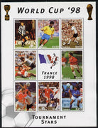 Zambia 1998 Football World Cup #1 perf sheet containing 8 values plus label unmounted mint