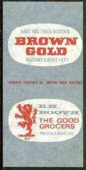 Match Box Labels - Brown Gold Instant Coffee 'All Round the Box' matchbox label in superb unused condition