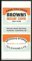 Match Box Labels - Brown's Instant Coffee 'All Round the Box' matchbox label in superb unused condition